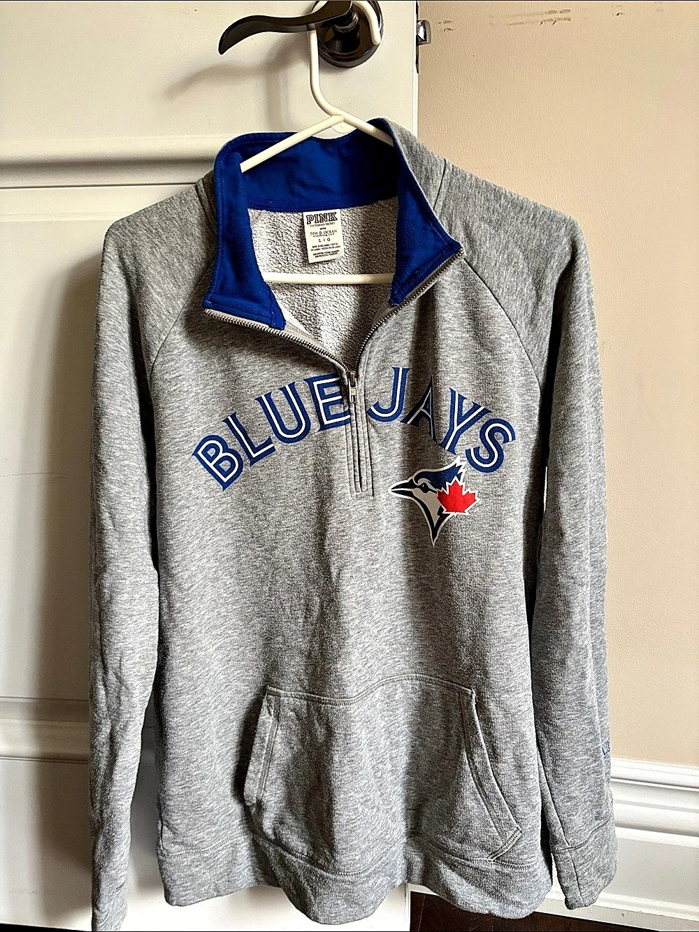 PINK Blue Jays Quarter-Zip Hoodie Large Like New